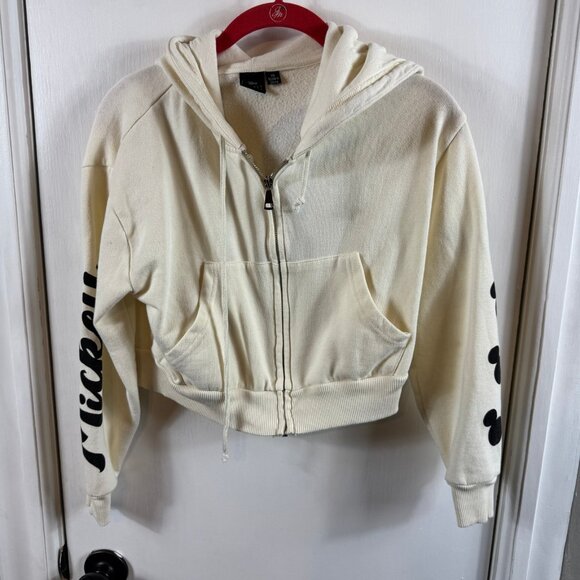 Disney Mickey Mouse Cream Zip-Up Hoodie XS – Retro Graphic Sweatshirt - Picture 2 of 9